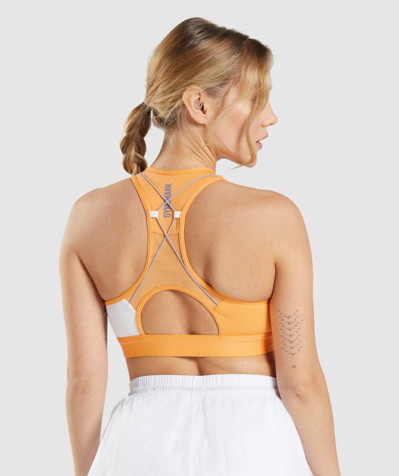 Women's Gymshark Pulse Sports Bra Orange / White | CA 180A6D